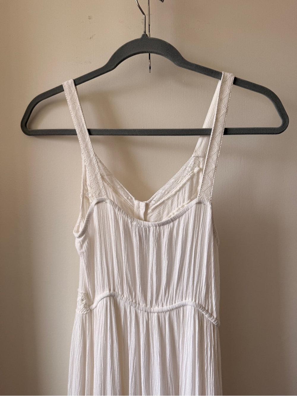 Forever 21 White Crochet-Trim Tiered Maxi Dress Prairie Boho S - Picture 8 of 14